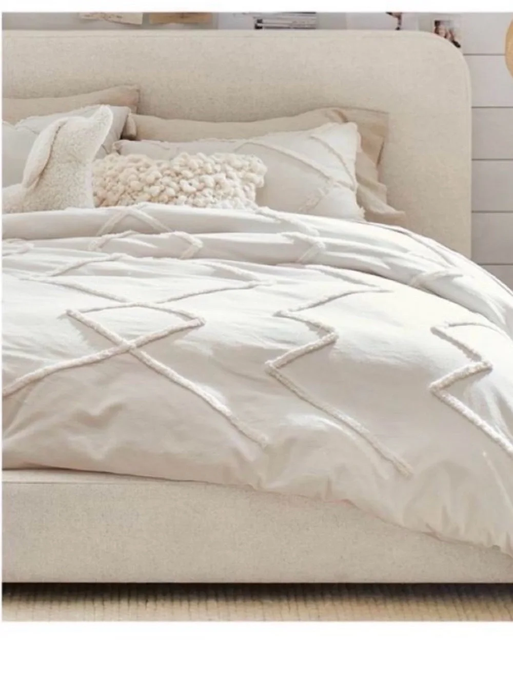 Potterybarn Ashlyn Cream Textured Diamond Shams set of 2.